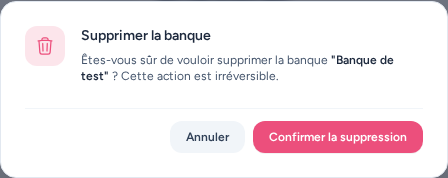Suppression d'une banque sans compte rattaché